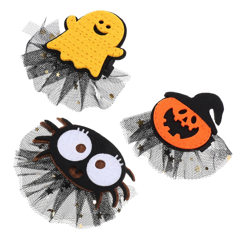 3pcs Halloween Cartoon Hair Clips for Women Pumpkin Ghost Spider Hairpins