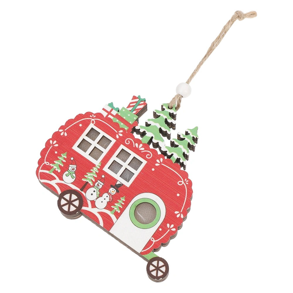 Wooden Xmas Tree Ornament Glowing Car Pendant Chic Festival Decoration