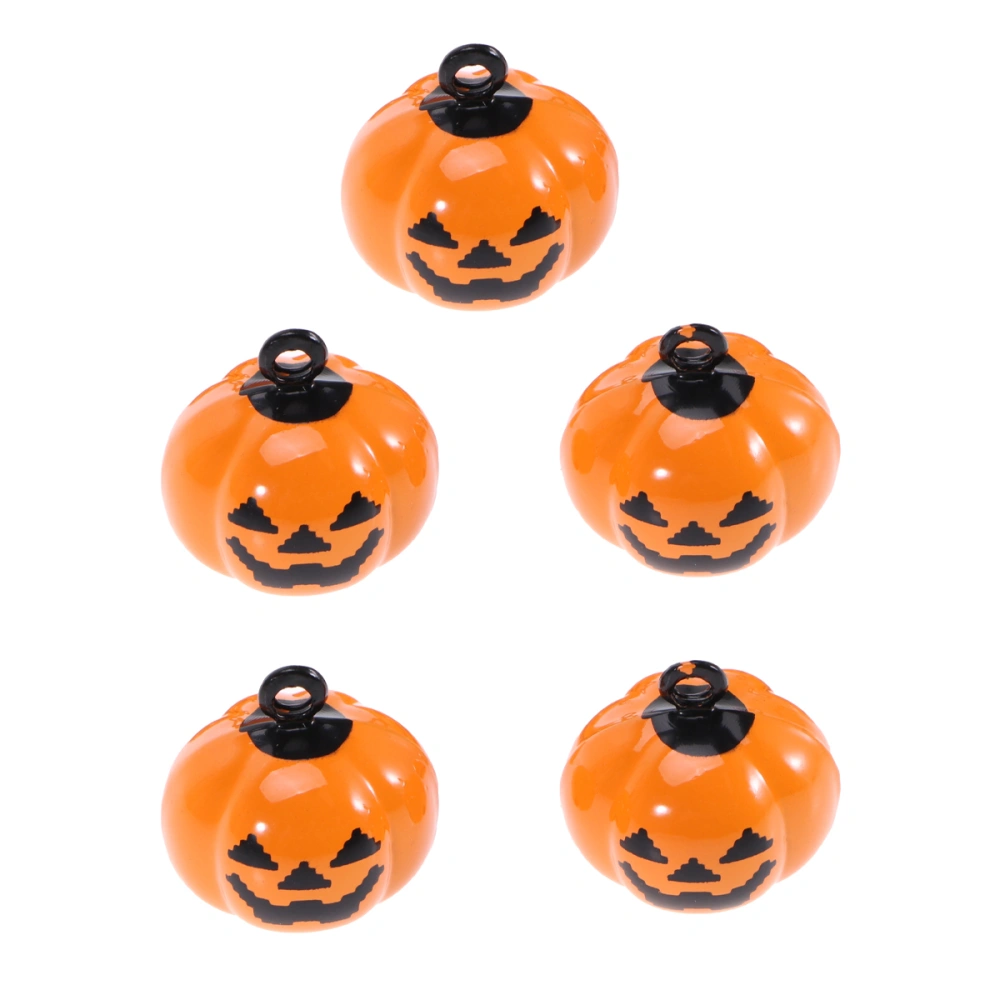 5pcs Cartoon Pendant Pumpkin Shape Jingle Bells Copper Pet Necklace Accessories Halloween Decoration(Orange)