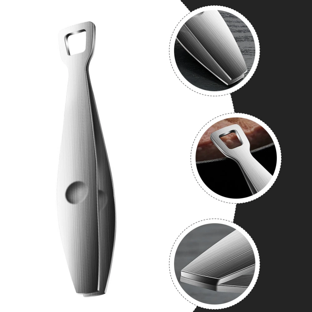 1Pc Stainless Steel Fish Bone Tweezer Duck Chicken Hair Removal Tweezer (Silver)