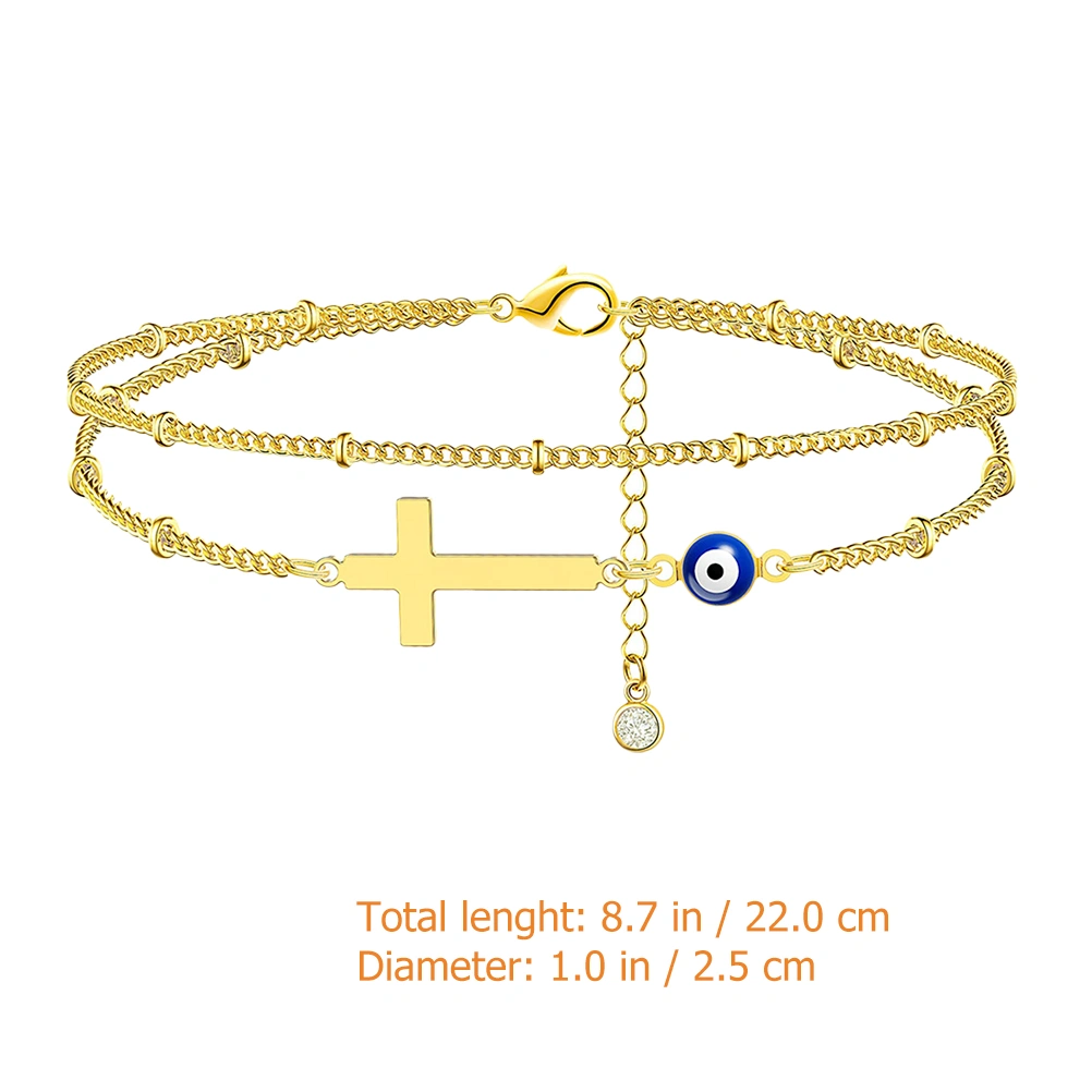 Lady Anklet Double-layers Anklet Foot Bracelet Women Cross Ankle Bracelets