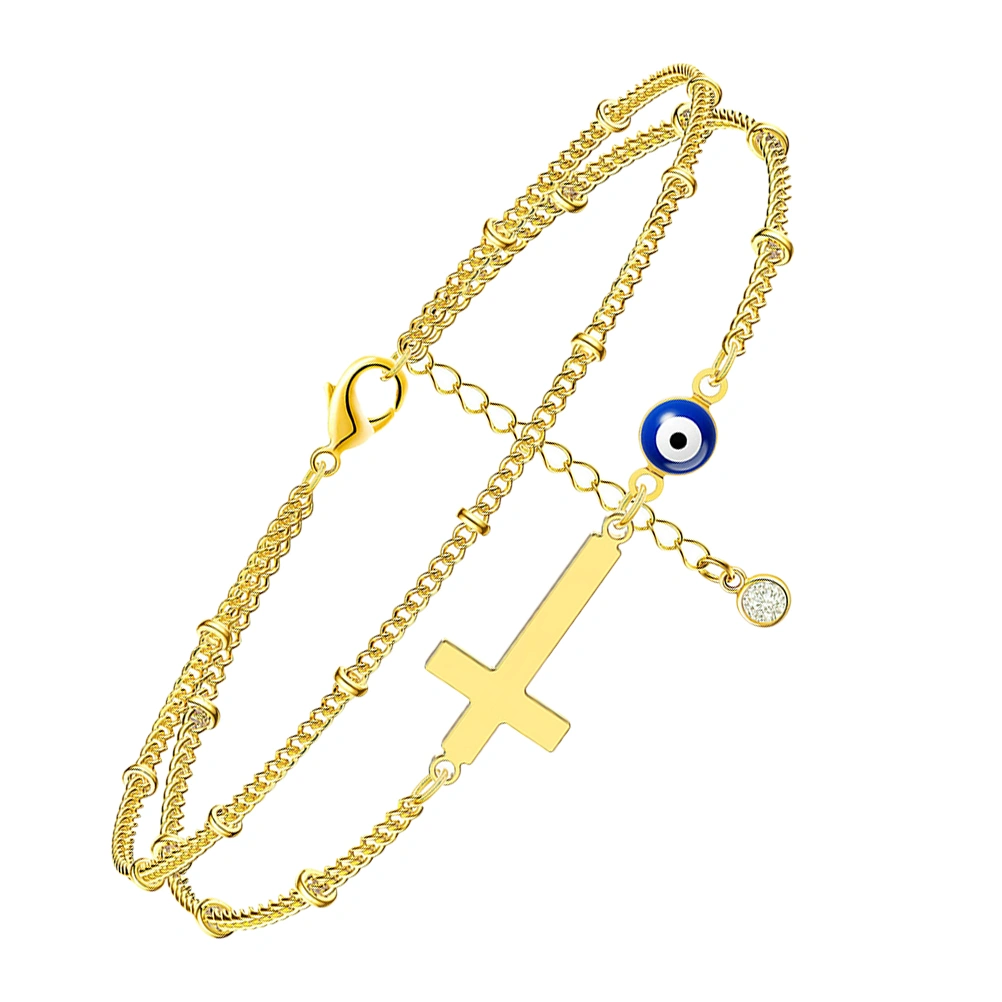 Lady Anklet Double-layers Anklet Foot Bracelet Women Cross Ankle Bracelets