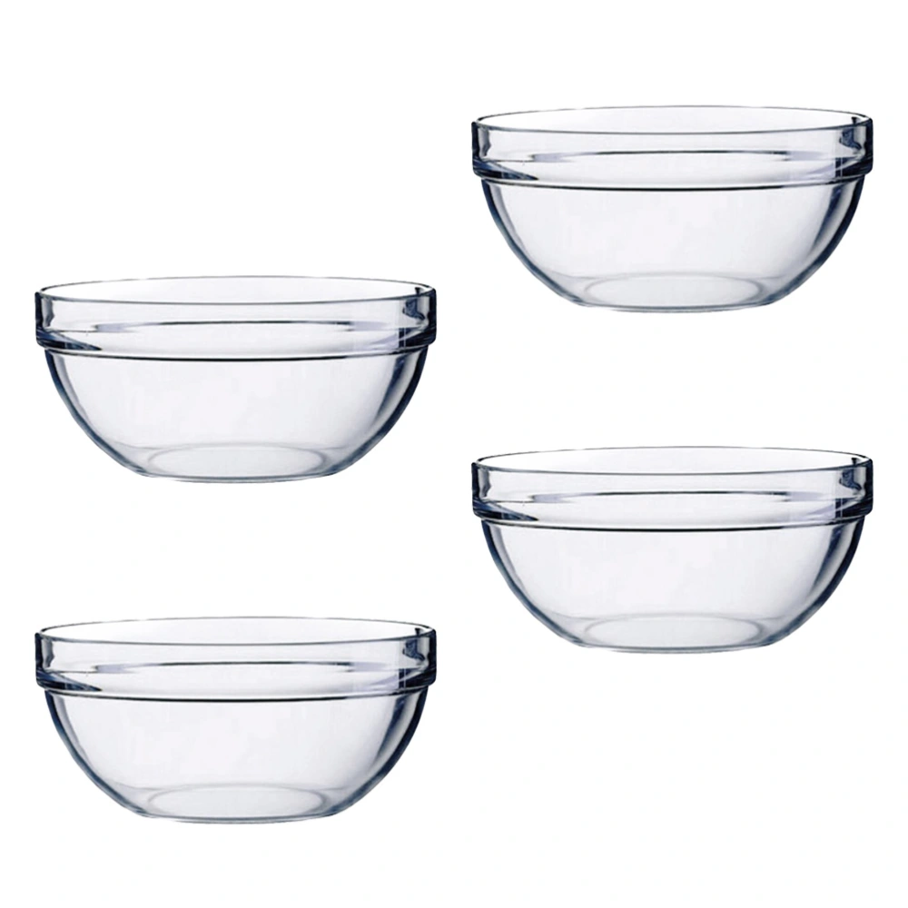 4pcs Salad Bowl Acrylic Thicken Transparent Round Bowl for Serving Fruit Vegetable Snack (14x6cm)