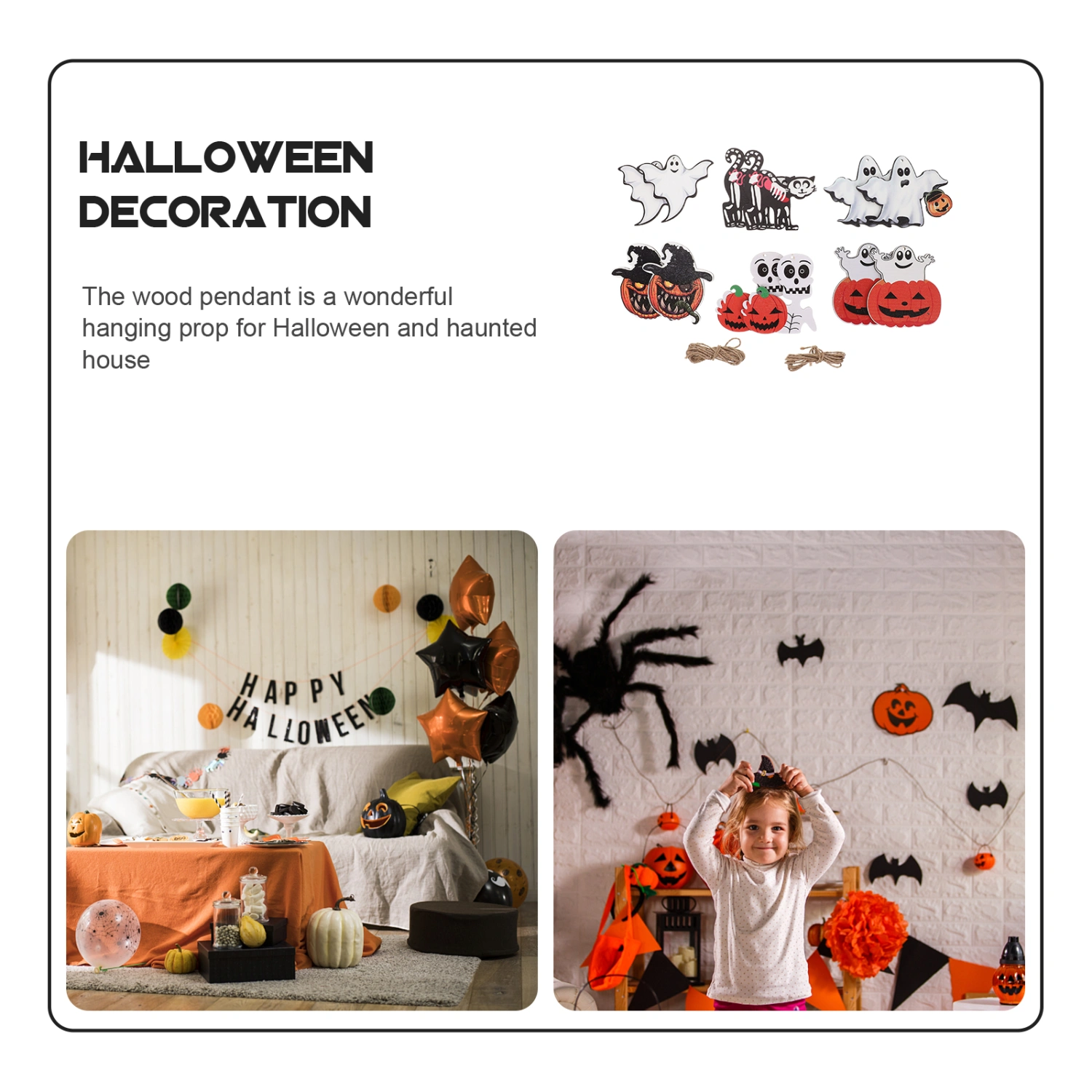 1 Set of Halloween Hanging Ornaments Wood Halloween Ornaments Halloween Decorations