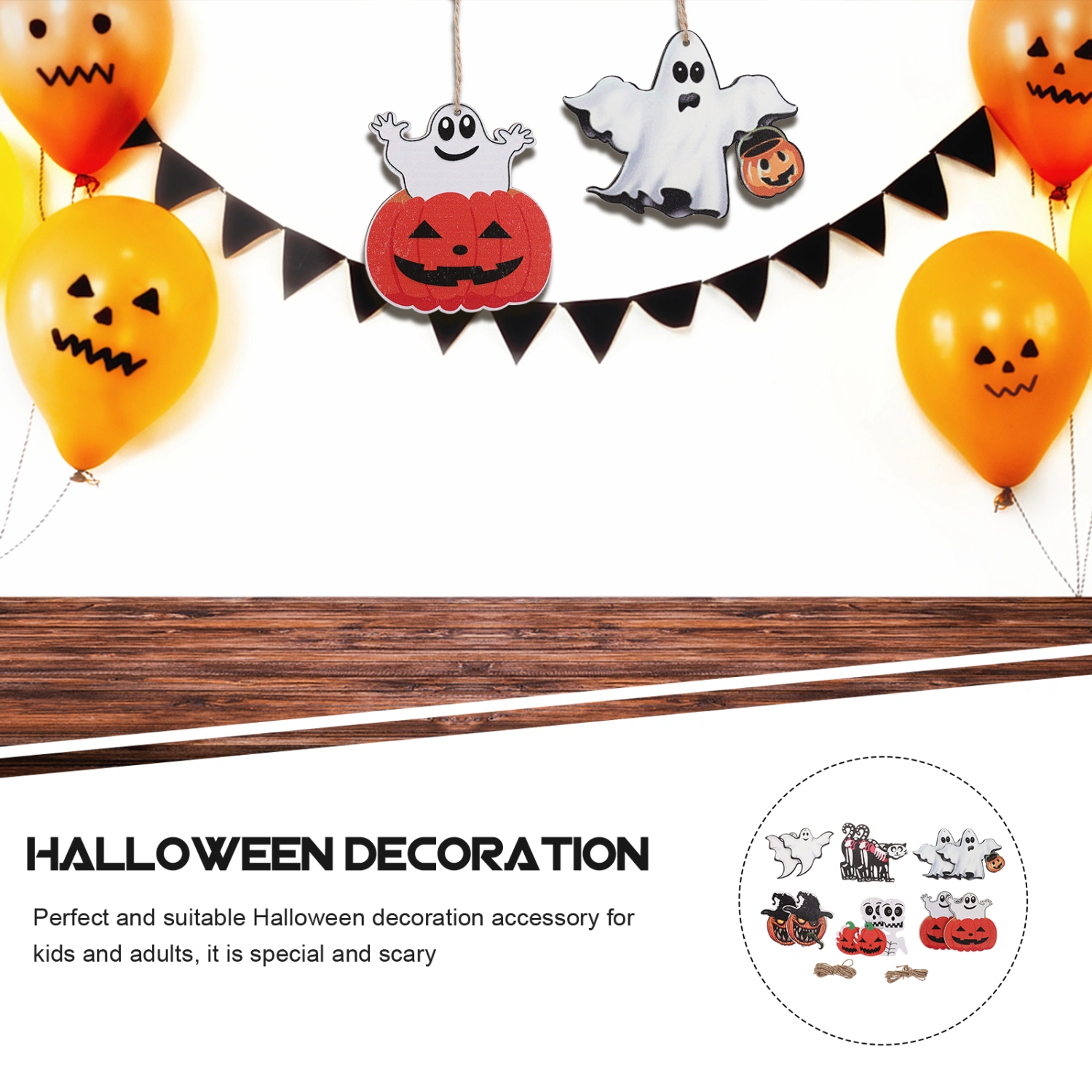 1 Set of Halloween Hanging Ornaments Wood Halloween Ornaments Halloween Decorations