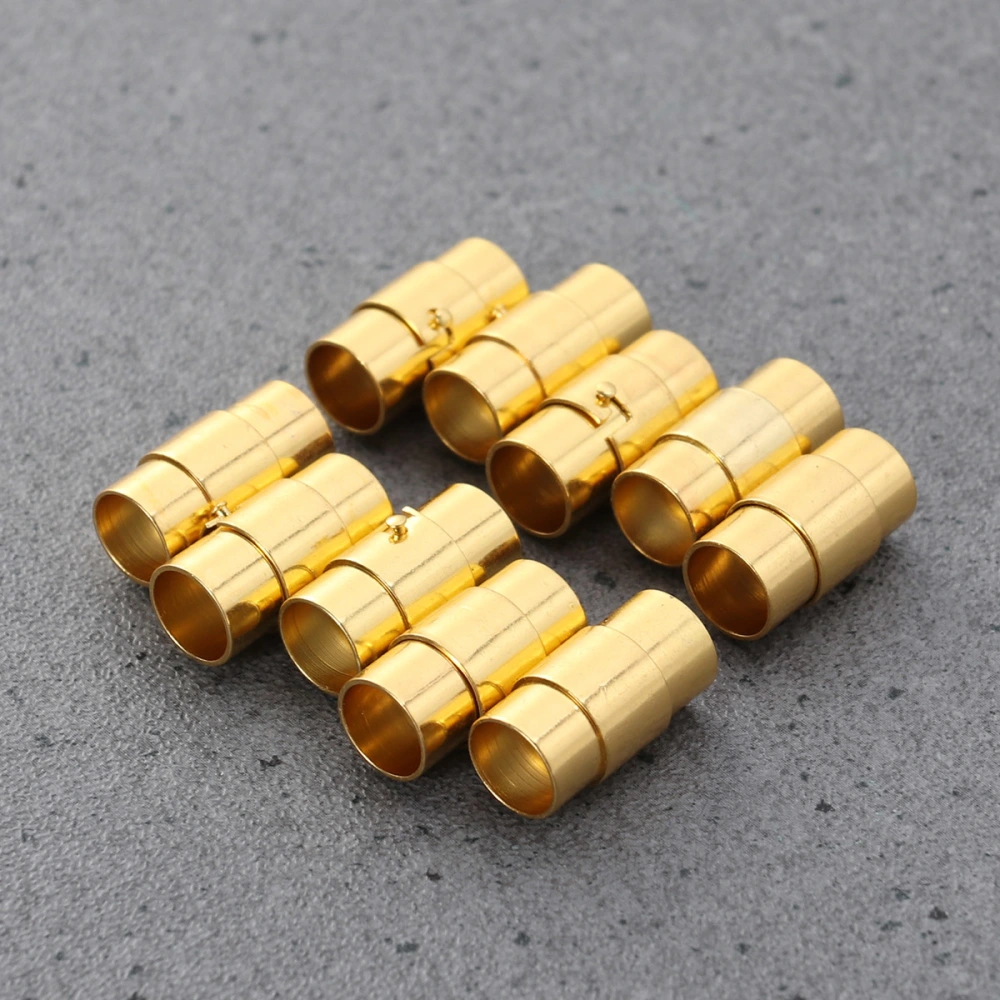 10pcs Strong Round Magnetic Clasps Leather Cord Bracelets Necklace DIY Connectors Accessories Making Fittings(Imitation Gold, Hole Diameter 8MM)