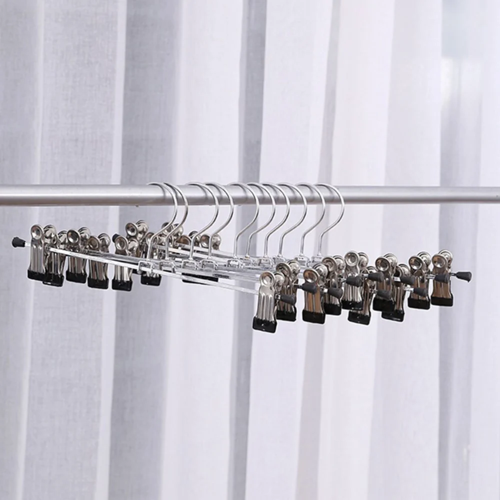 10 Pcs Pants Hanger Stainless Steel Pants Clip Hangers Trousers Drying Hangers