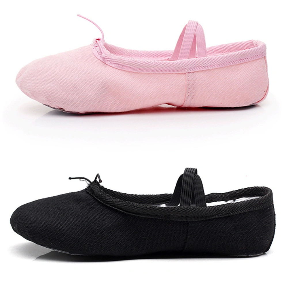 1 Pair of Ballet Shoes Lightweight Anti-slip Dancing Shoes Elastic Cord Yoga Shoes - Size 29 (Pink)