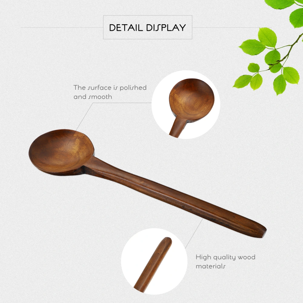  Portable Wooden Spoon Soup Spoon Wood Kitchen Cooking Scoop Wooden Tableware