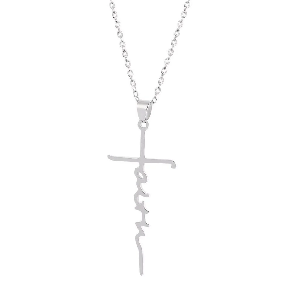 1Pc Cross-Shape Necklace Neck Chain Women Necklace Stainless Steel Necklace