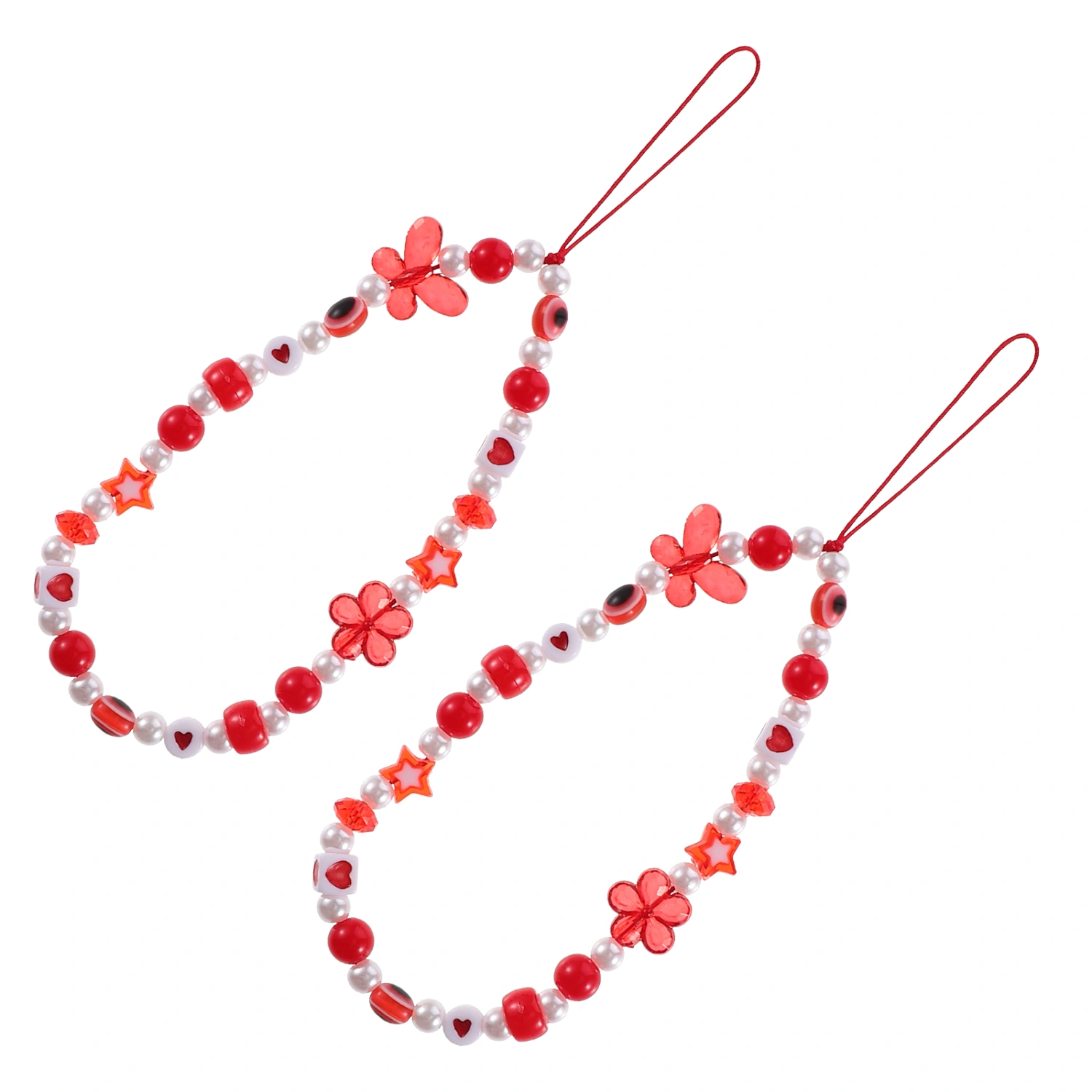 2pcs Mobile Phone Short Chain Luck Eye Colorful Beading Mobile Phone Lanyards