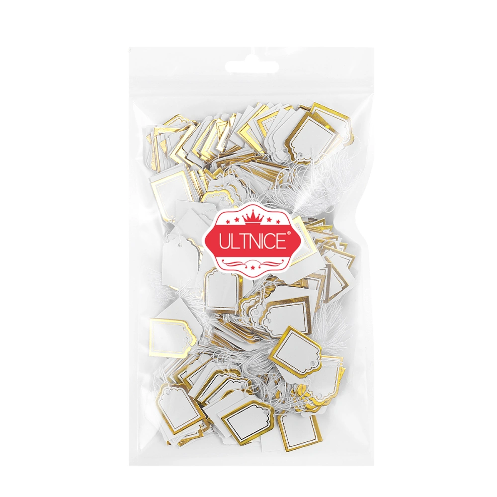 ULTNICE 500pcs Rectangular Price Label Tags with Hanging String Jewelry Clothing Tags for Jewelry Watch Sale Display