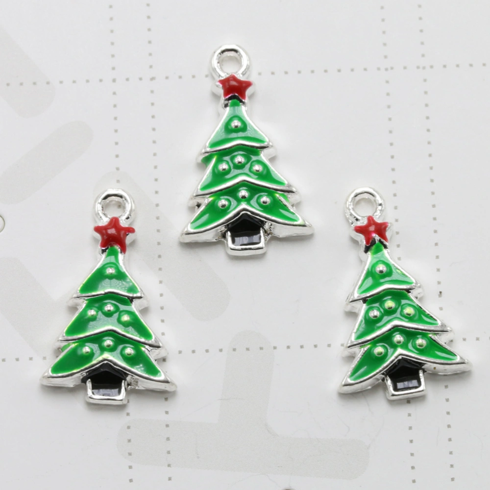 10pcs Alloy Christmas Tree Pendants Charms DIY Jewelry Making Accessory for Necklace Bracelet (Antique Silver)