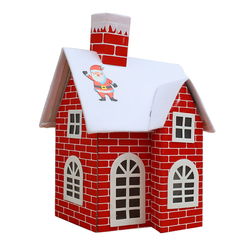 Paper Christmas House Ornament Desktop Adornment Party Photographic Props (Red)