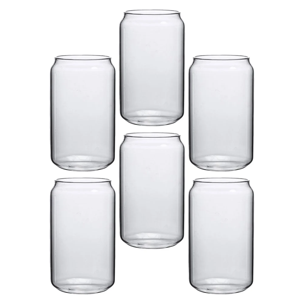 6pcs Multi-function Glass Cups Household Beer Cups Ring-pull Can Glass Cups