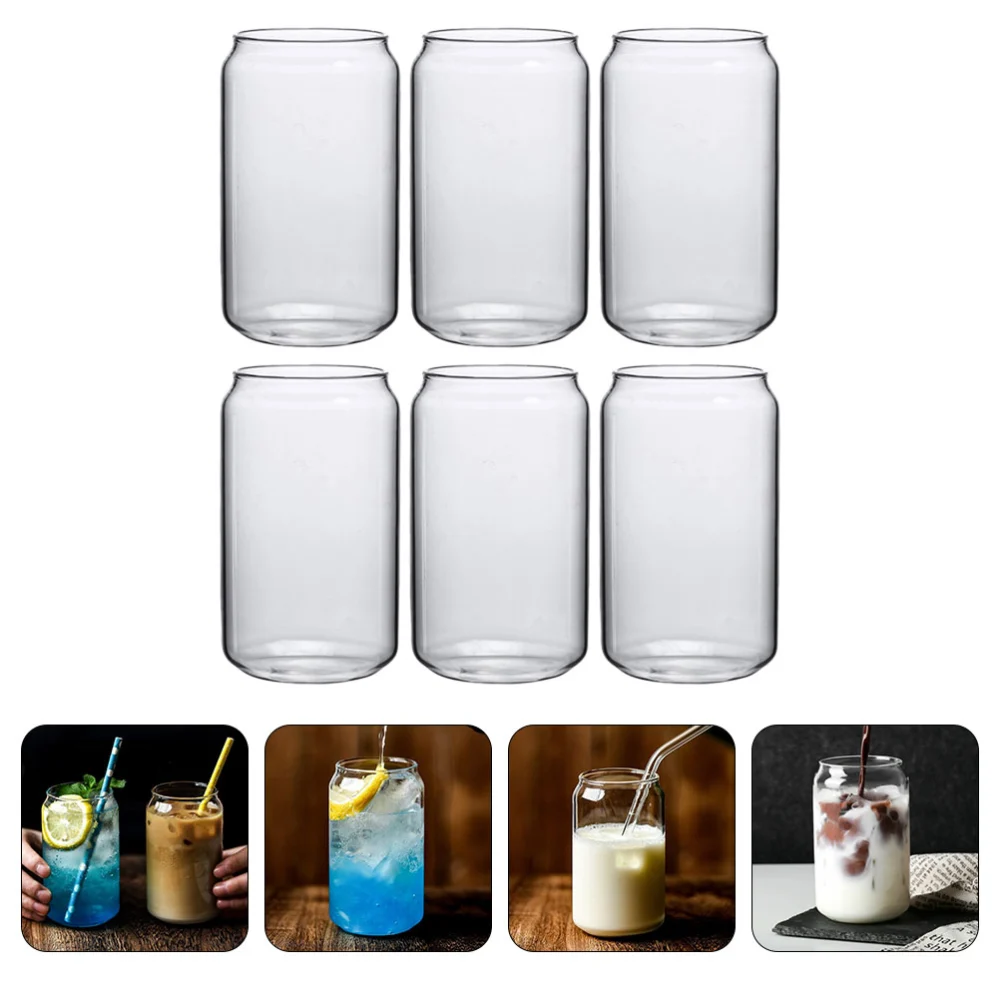 6pcs Multi-function Glass Cups Household Beer Cups Ring-pull Can Glass Cups