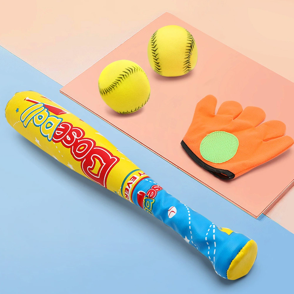 1 Set/4 Pcs ABS Baseball Kit Baseball Toy for Kids Chindren Outdoor Sports (1 Pc Bat, 1 Pc and Loop Glove, 2 Pcs Baseball)