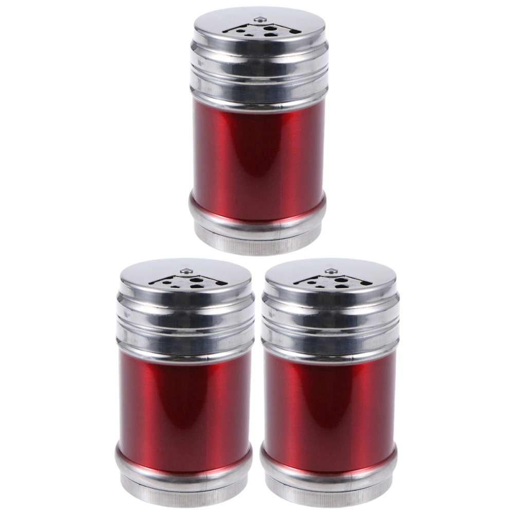 3 Pcs Stainless Steel Seasoning Shaker Pepper Salt Sugar Spice Powder Cooking Tools Household Outdoor Barbecue Seasoning Bottle - Size L Random Color