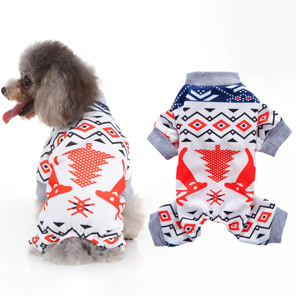 1Pc Lovely Christmas Themed Dog Clothes Comfortable Pet Costume Creative Dog Xmas Jumpsuit for Dog Cat Pet Size XL (White)