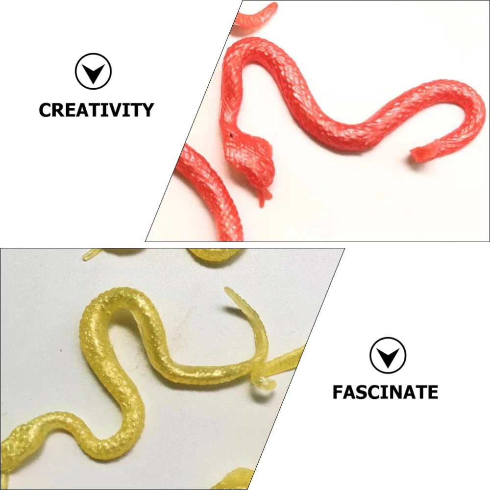 30Pcs Halloween Trick Toys Simulation Snake Props Creative Fake Snake (Random Color)