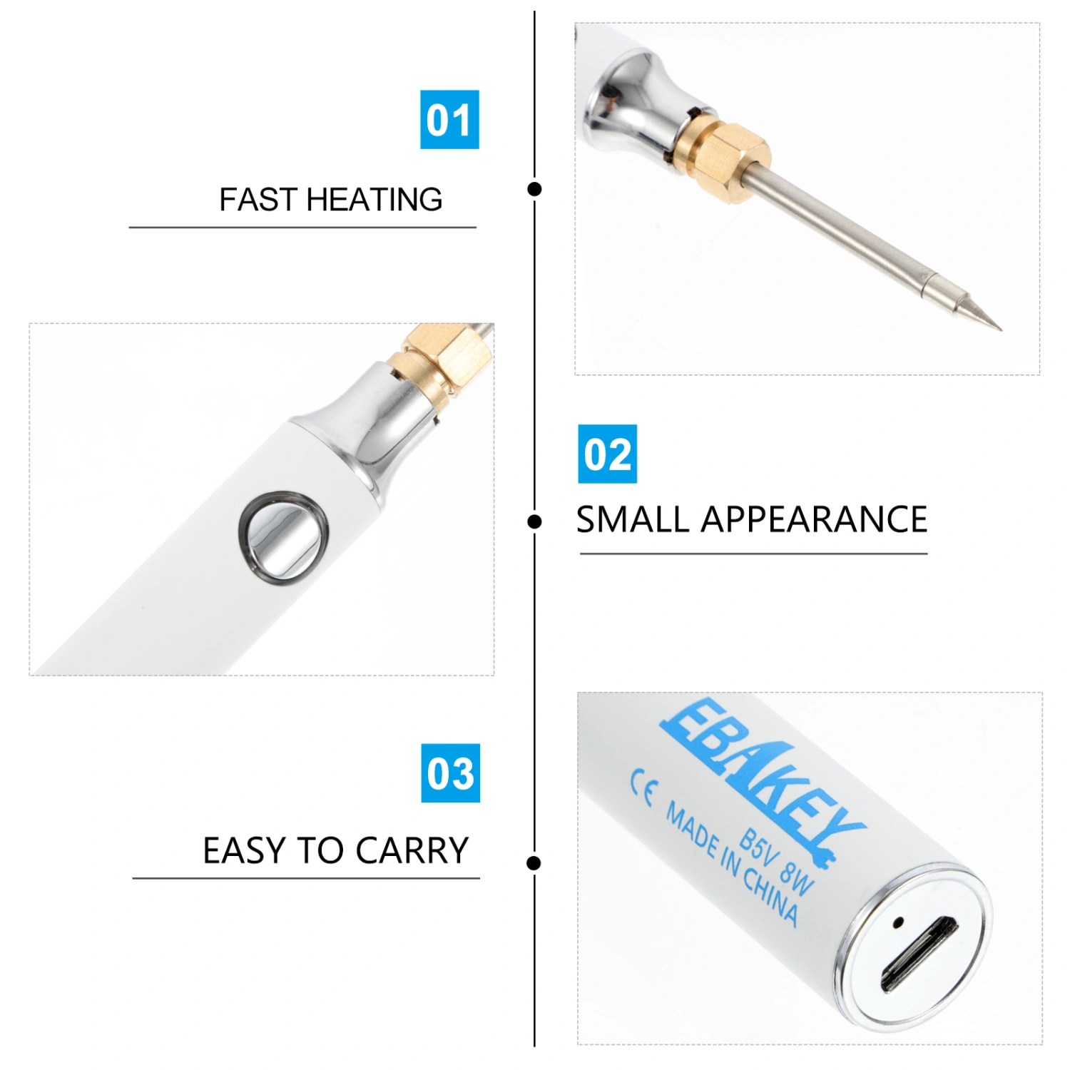 1 Set Soldering Iron USB Charging Soldering Iron 5V 8W Adjustable Temperature