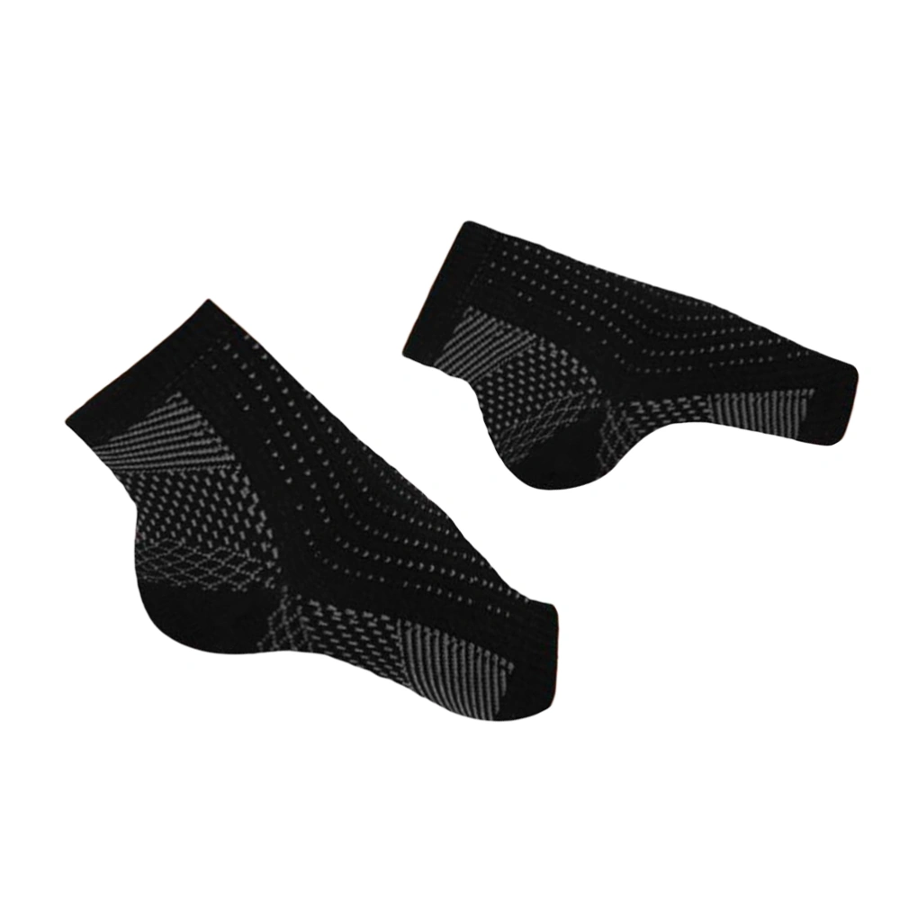 2 Pairs of Compression Socks Plantar Fasciitis Socks Sports Elastic Ankle Support Socks - Size L/XL (Black with White)