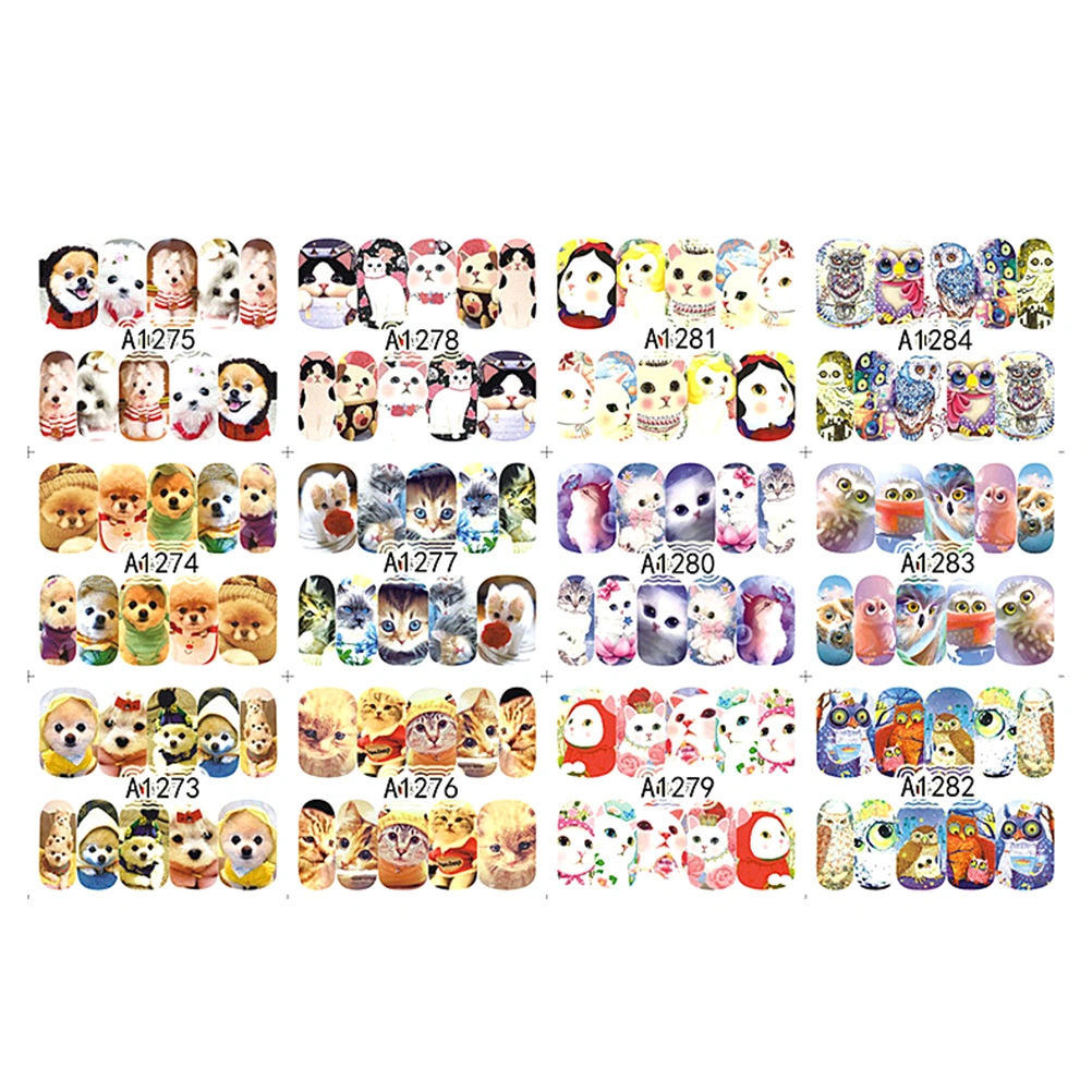 Water Transfer Printing Animal Series Nail Stickers Set DIY Nail Tip Decal Delicate Manicure Decoration for Women Girls 50 Styles