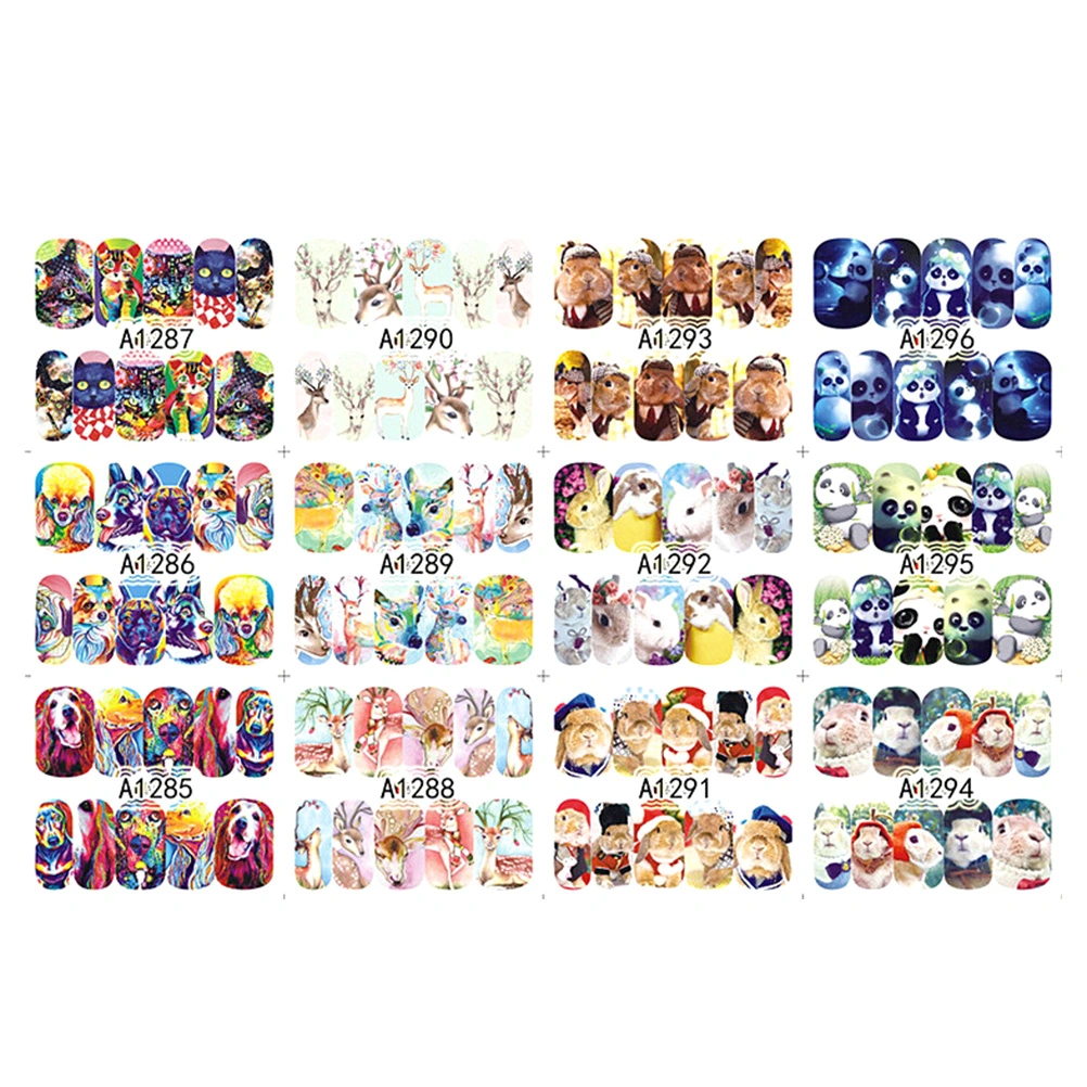 Water Transfer Printing Animal Series Nail Stickers Set DIY Nail Tip Decal Delicate Manicure Decoration for Women Girls 50 Styles