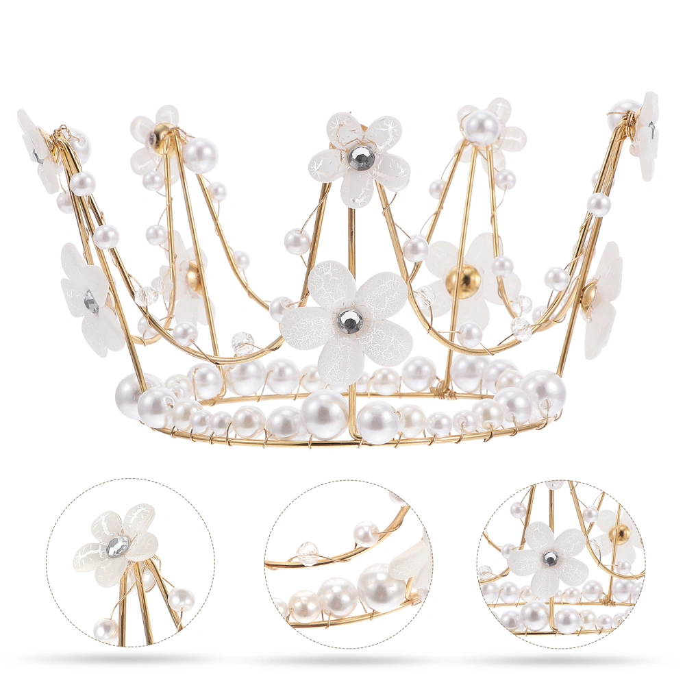 1pc Pearl Crown Headdress Cake Decoration Cake Topper Birthday Party Supply