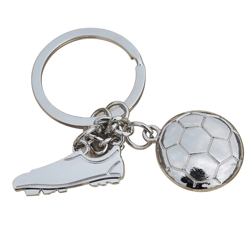 Football Shoe Pendant Keyring Creative Metal Key Ring Keychain Cool Sports Soccer Shoe Keyring (Silver Style 2)