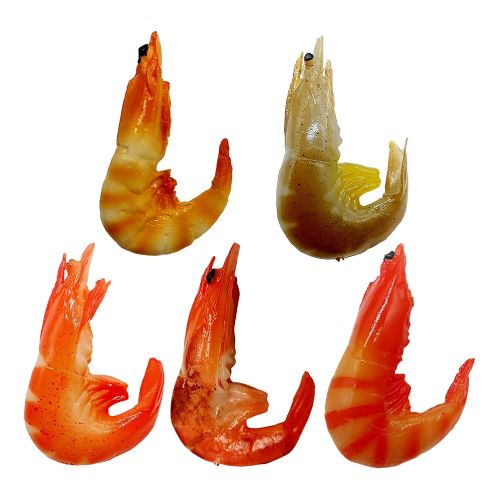 5pcs Creative Lifelike Fake Shrimp Ornaments Photo Props (Random Color)