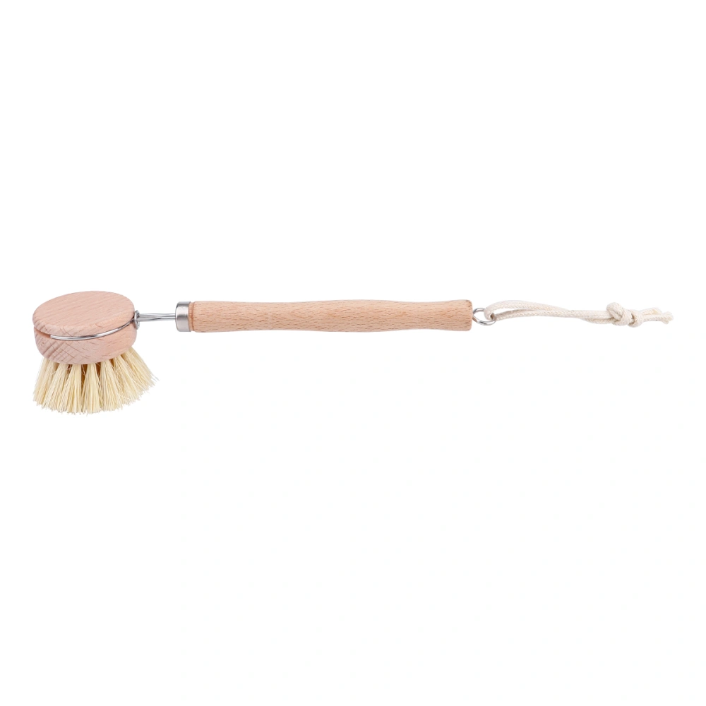 Household Sisal Pot Brush Wood Long Handle Scrub Brush Kitchen Cleaning Tool