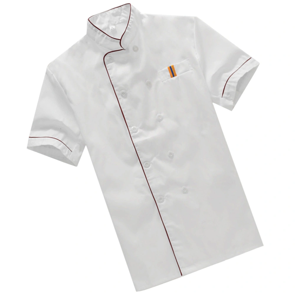 Unisex Summer Short-sleeved Chef Uniform Basical Chef Tops Catering Shirt for Bakery Hotel Restaurant - Size XL (White)