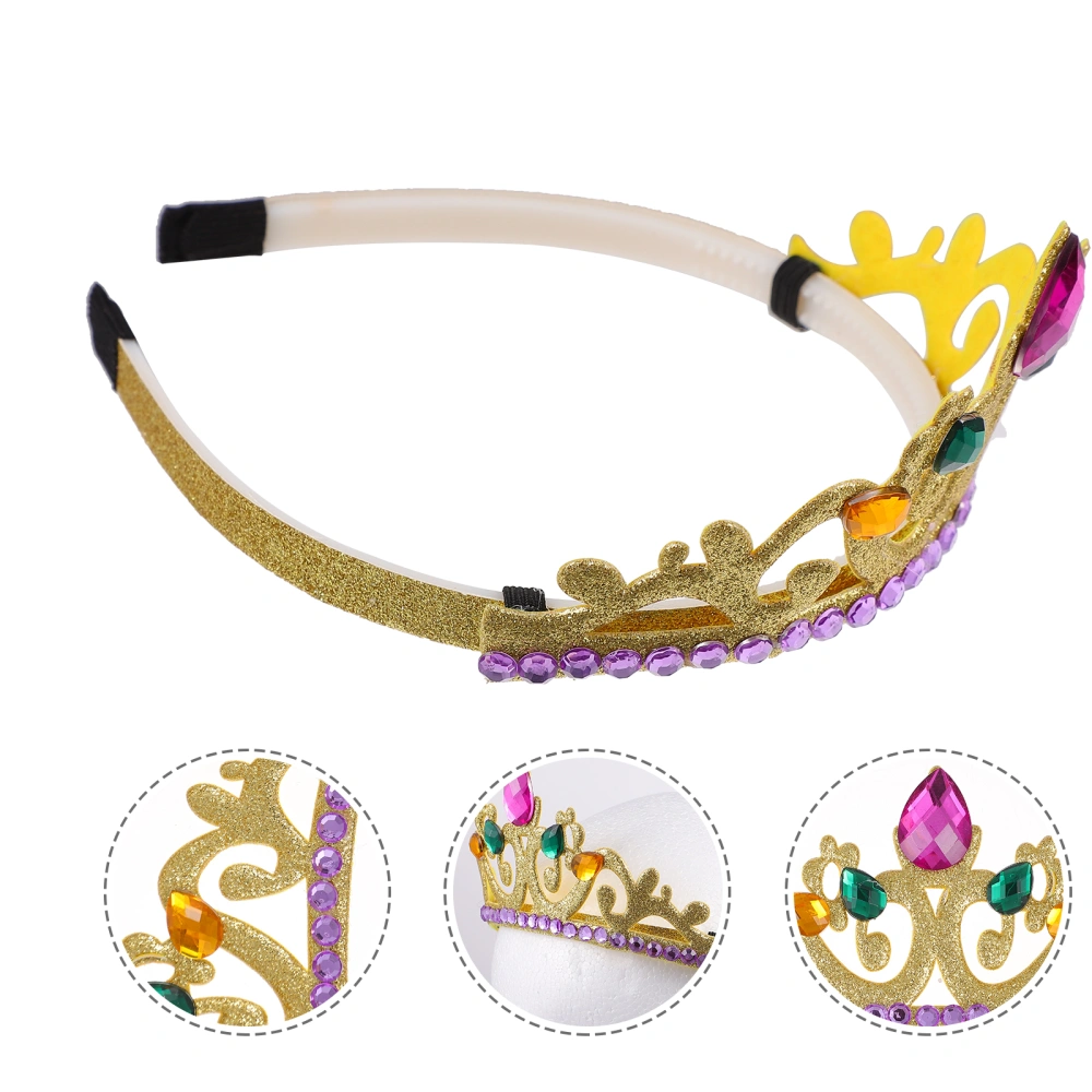 Birthday Crown Headband Rhinestone Hairband Exquisite Girls Party Headdress