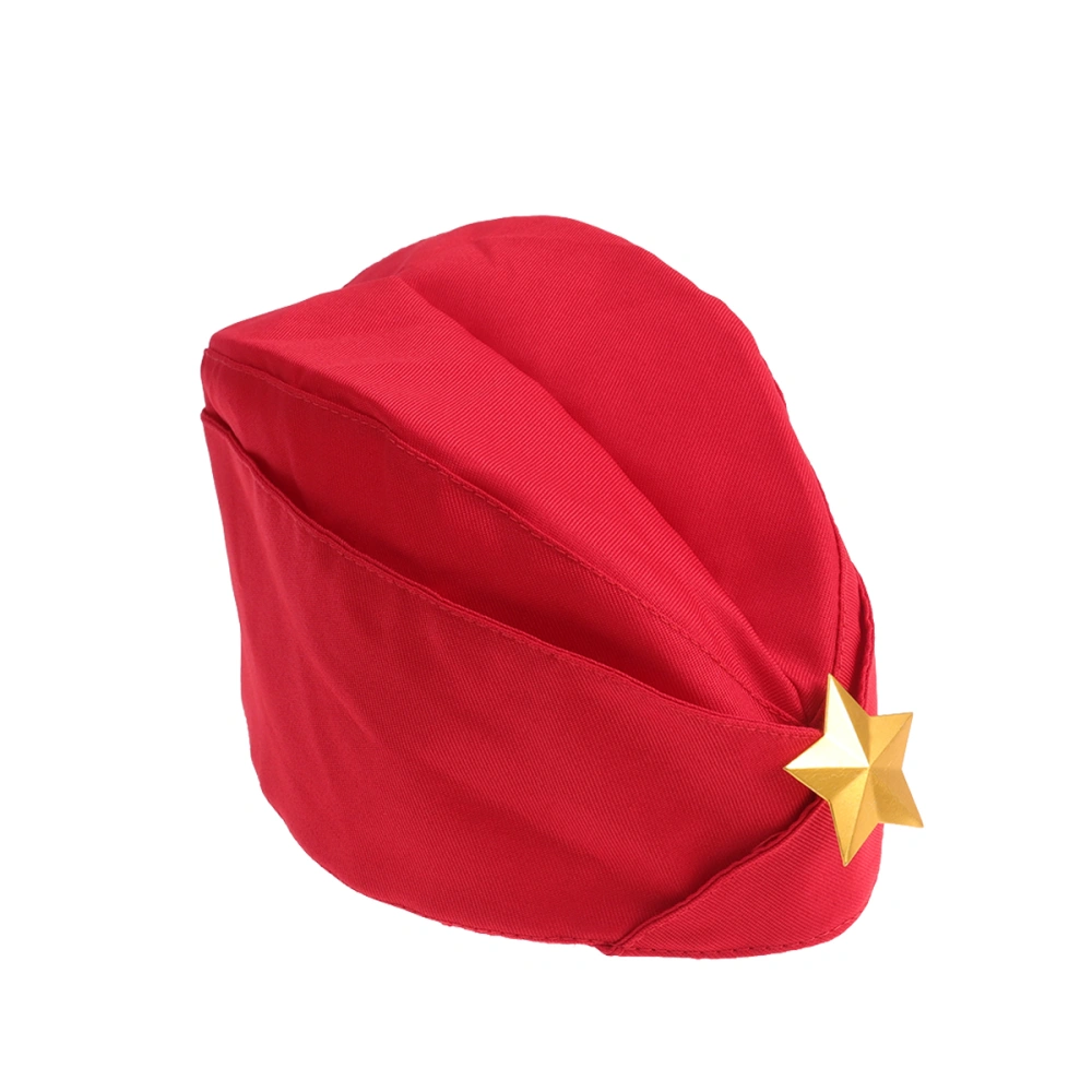 1PC Gold Star Military Stage Performance Sailor Dance Boat Russian Tricorne Red