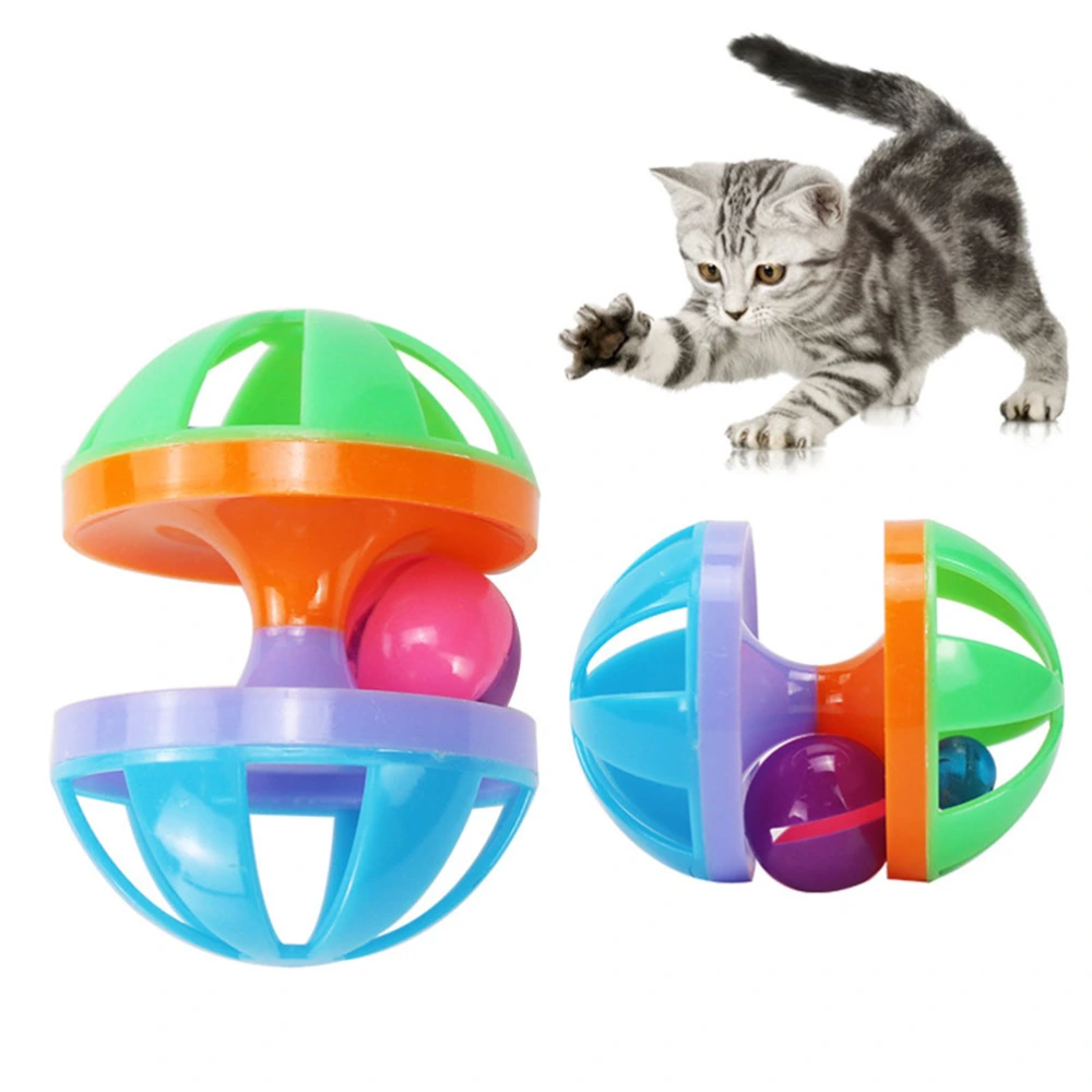 4pcs Funny Colorful Ball Toys Playing Teaser Creative Bell Ball Toy for Cat Kitten (Random Color)