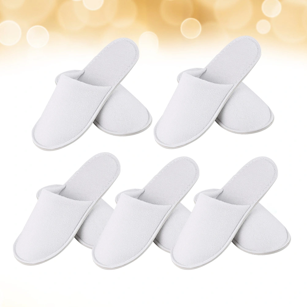 1 Set/5pcs Disposable Slippers Single Use Slipper Useful One Time Slipper Thickened Sole Slippers for Hotel Travel (White, Random Color)