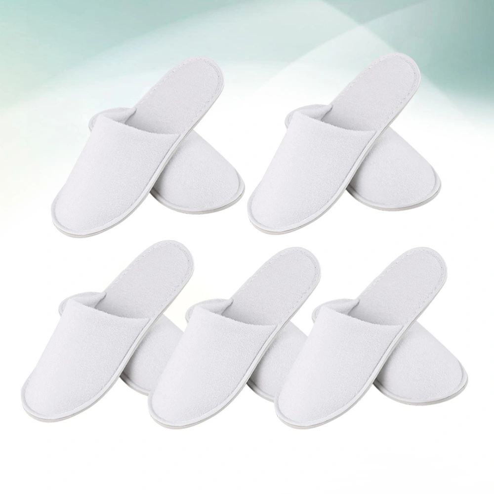 1 Set/5pcs Disposable Slippers Single Use Slipper Useful One Time Slipper Thickened Sole Slippers for Hotel Travel (White, Random Color)