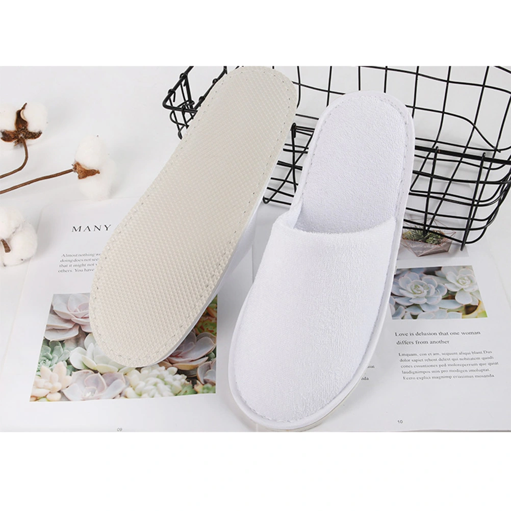 1 Set/5pcs Disposable Slippers Single Use Slipper Useful One Time Slipper Thickened Sole Slippers for Hotel Travel (White, Random Color)