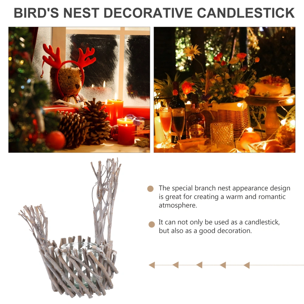 1pc Nest Candle Holder Tree Branch Candlestick Branch Nest Candlestick