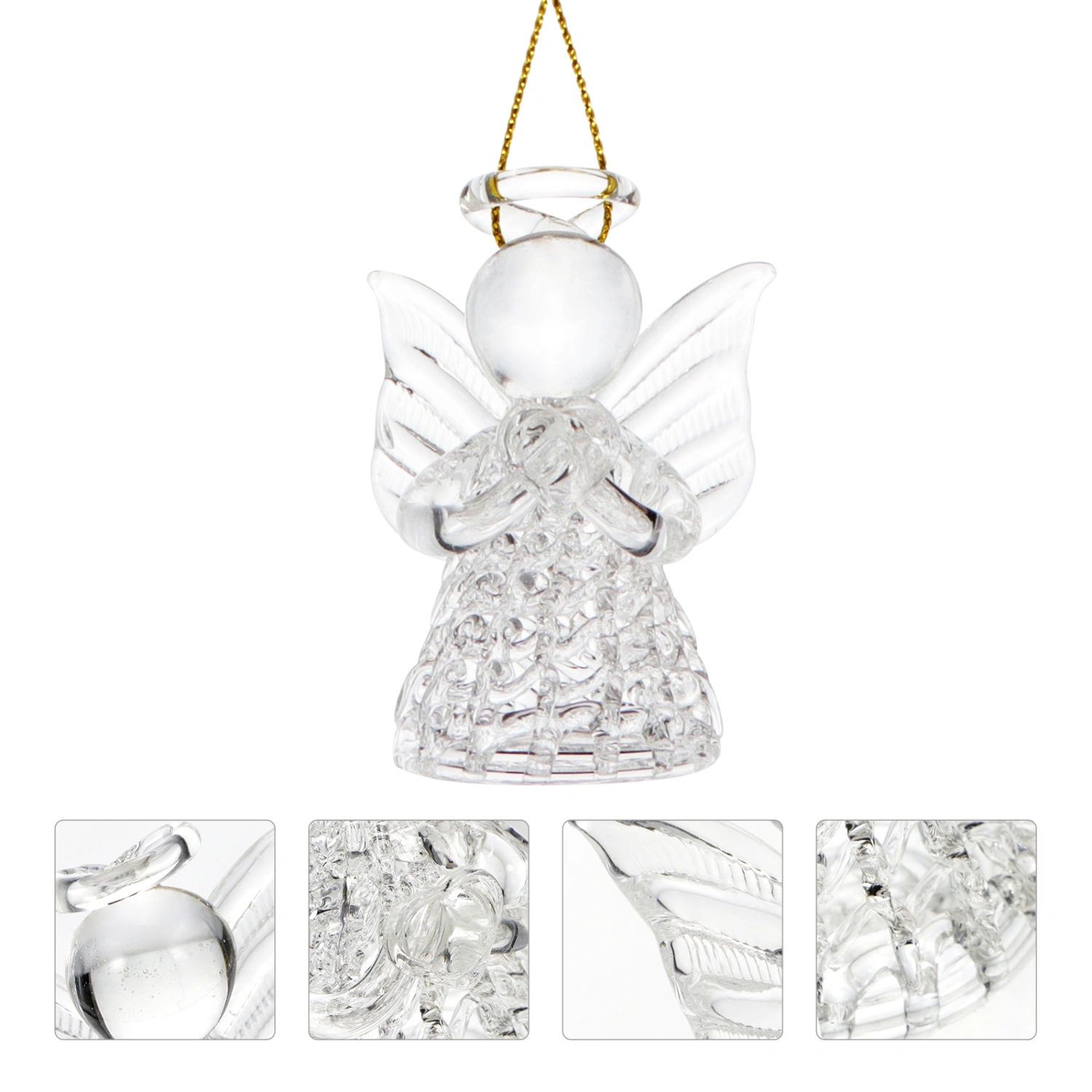 1pc Wedding Party Hanging Ornament Transparent Angel Pendant Chic Glass Decor