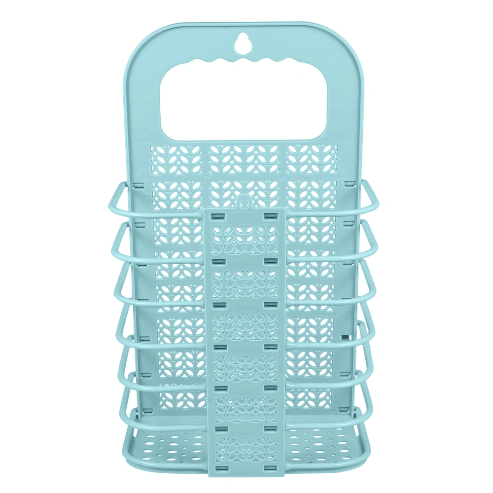 Fruit and Vegetable Storage Basket Foldable Punch-Free Basket Multifunctional Laundry Basket Sundries Organizer (Sky-blue, Small)