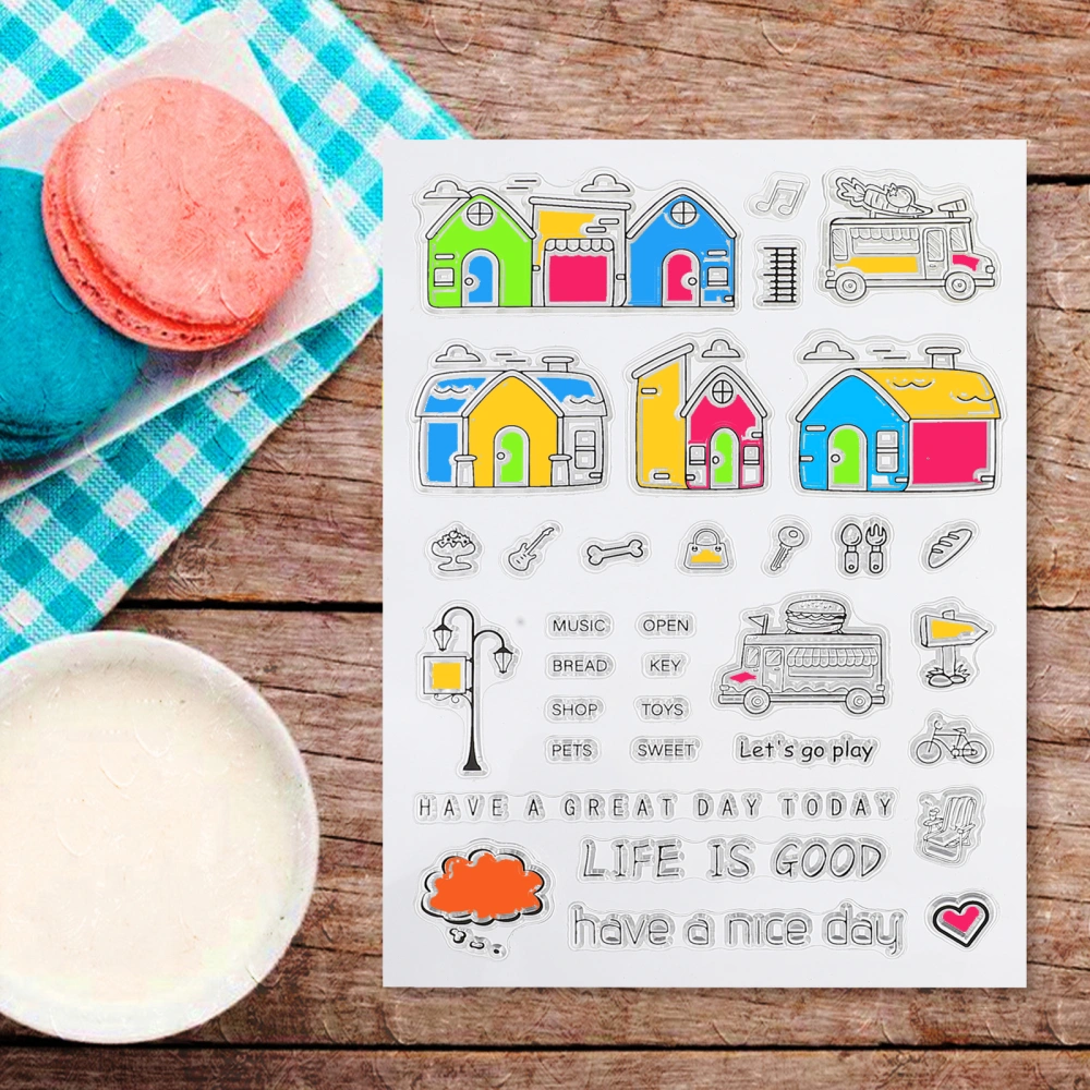 2pcs House Home Clear Stamps for Cards Making Decoration DIY Scrapbooking