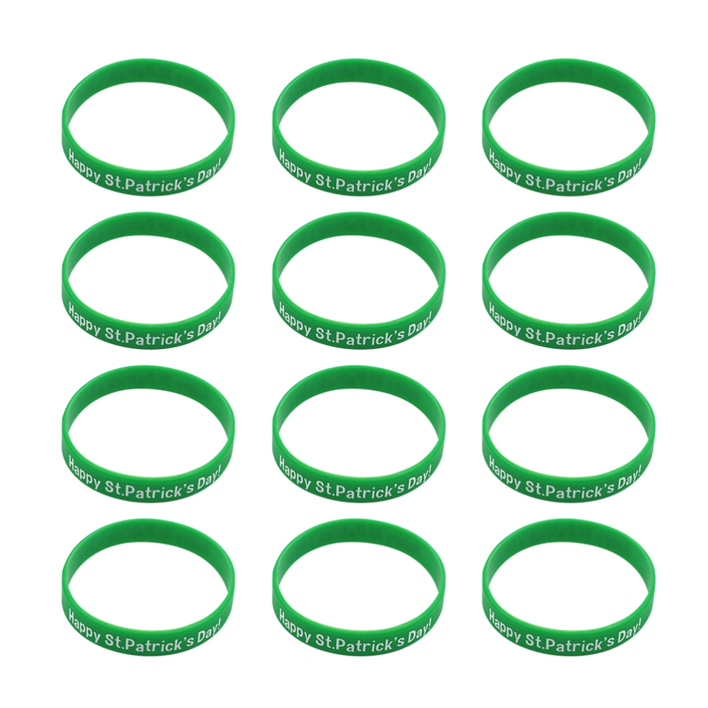 12pcs St. Patrick's Day Bracelet Wristbands Party Hand Decoration Festival Presents Party Supplies for Men Women (Pattern 2)