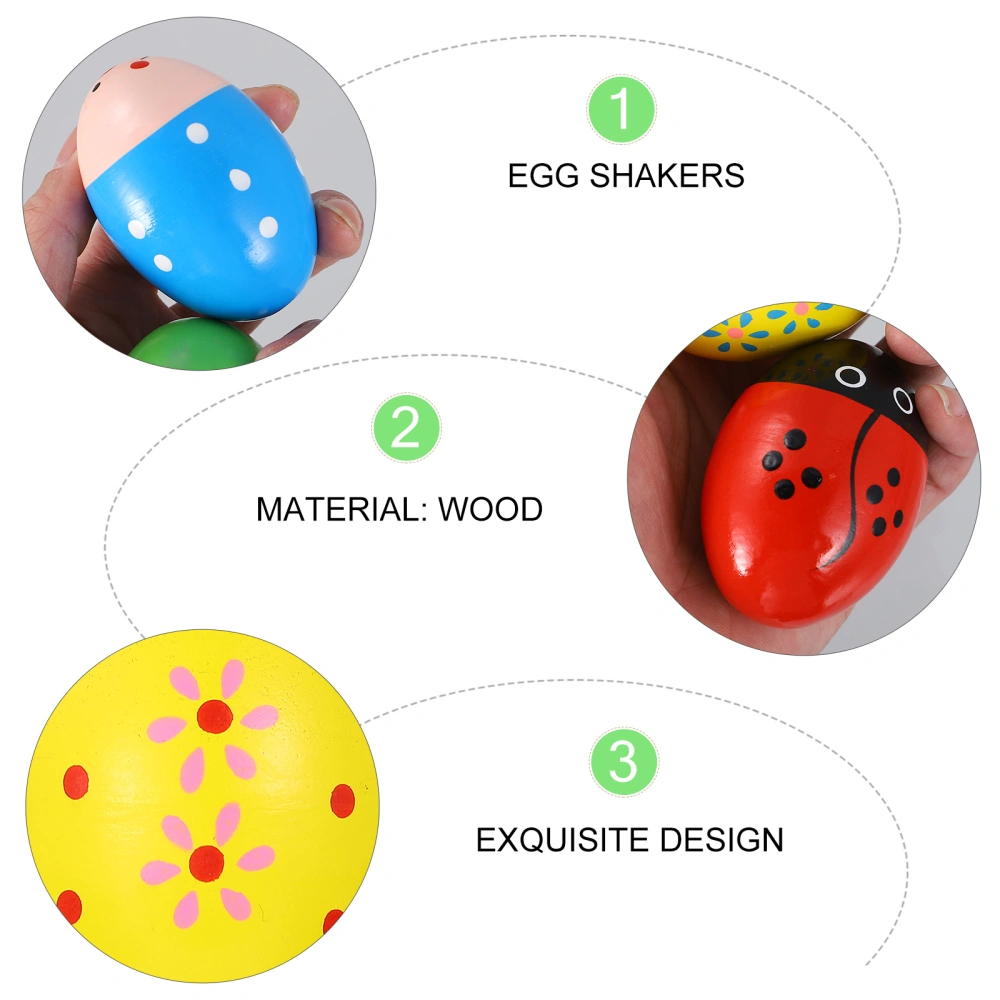 4Pcs Wooden Percussion Musical Egg Maracas Egg Shakers Creative Baby Toys