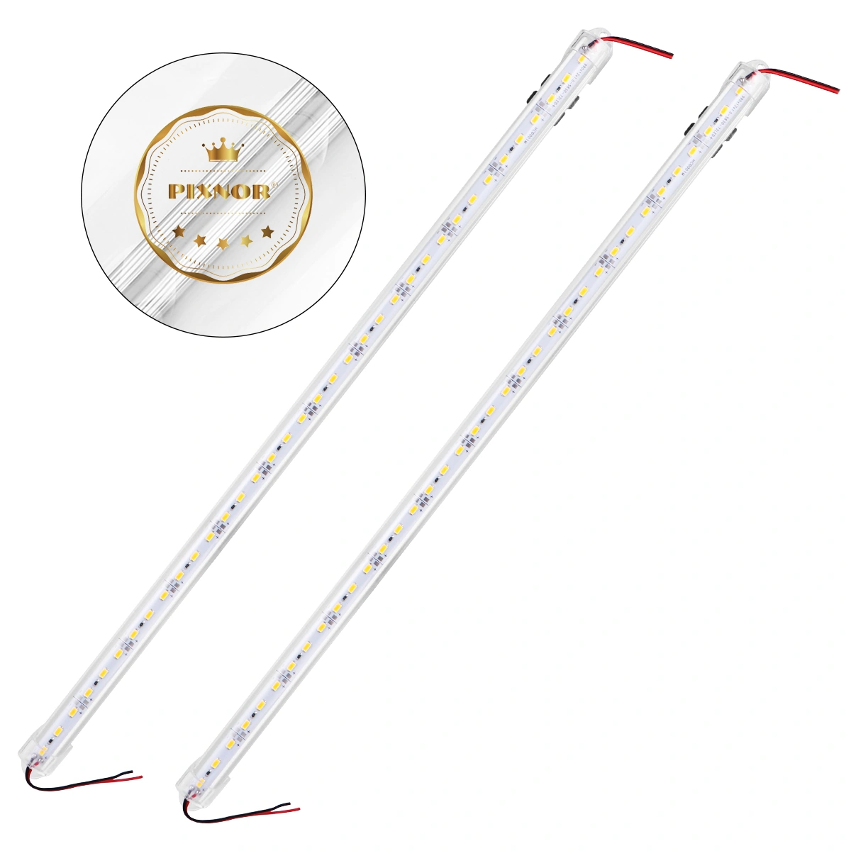 PIXNOR 2pcs DC 12V 50CM Aluminium Rigid LED Strip Bar Light (Warm White)