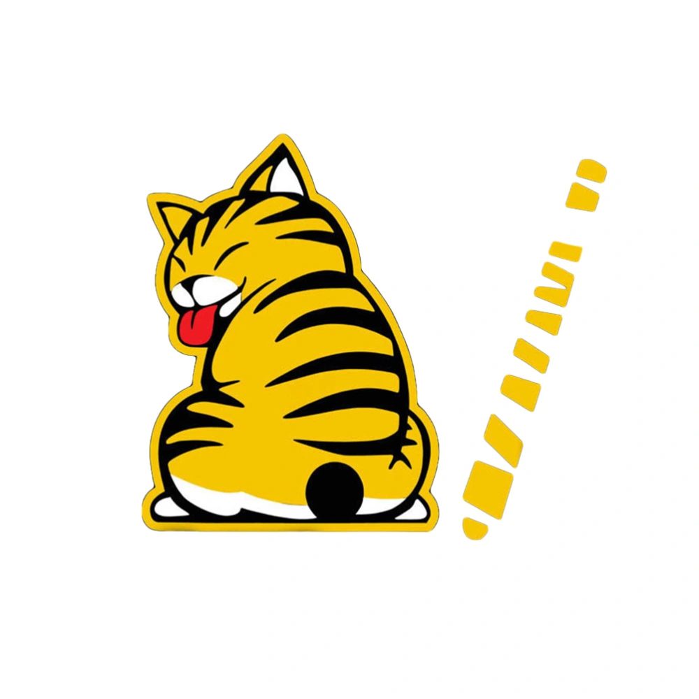 3D Car Stickers Cartoon Funny Cat Moving Tail Stickers Reflective Car Styling Window Wiper Decals Rear Windshield Decor Sticker (Yellow Cat)