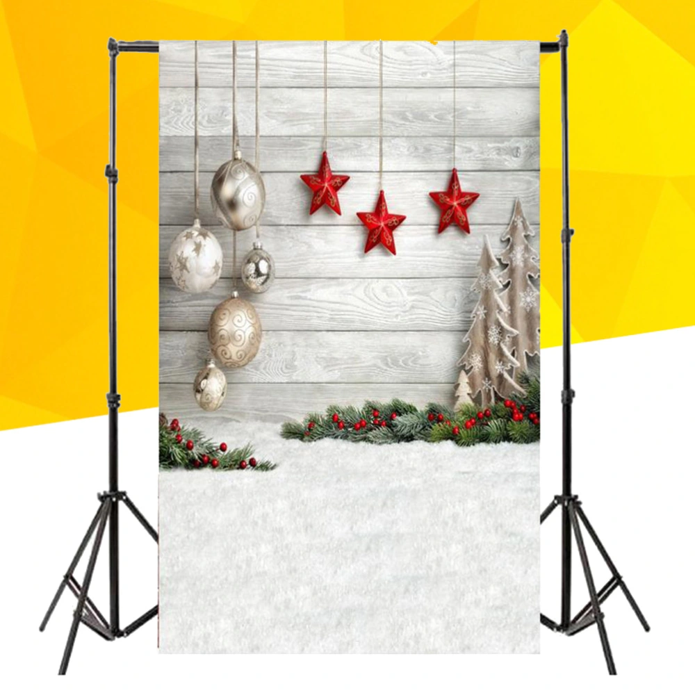 150x210cm Christmas Photo Backdrop Background Gifts Festive Holiday Decoration Photography Studio Prop (Red Stars and Christmas Balls)