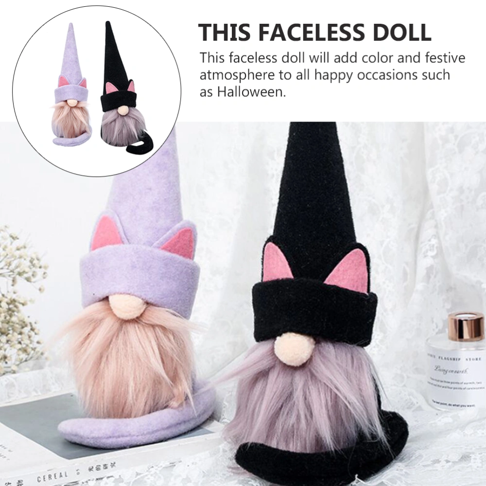 2Pcs Halloween Faceless Dwarf Doll Cat Tail Decorative Pendants Decors for Home