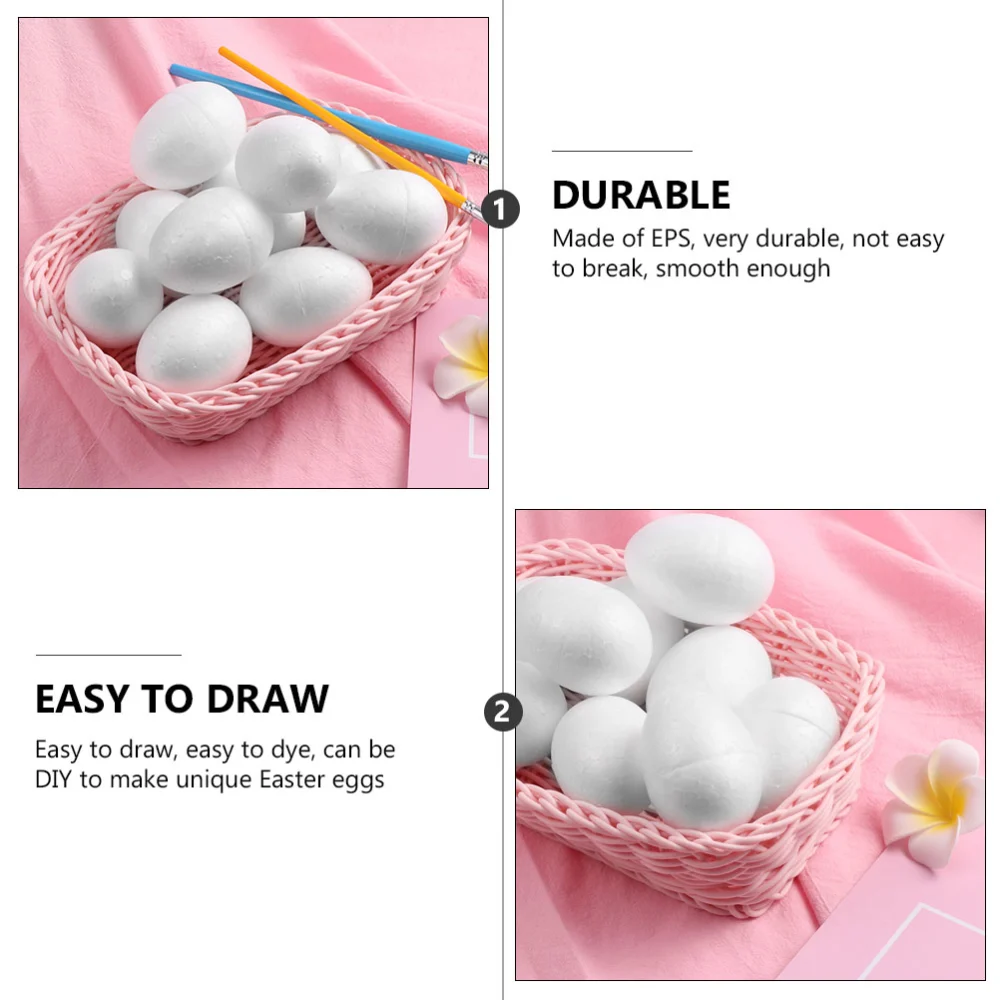 30Pcs Gathering Foams Eggs Festival DIY Eggs Easter Craft Eggs Easter Decorations